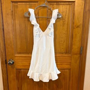 Selfie Leslie Creamy White Ruffle Mini Dress